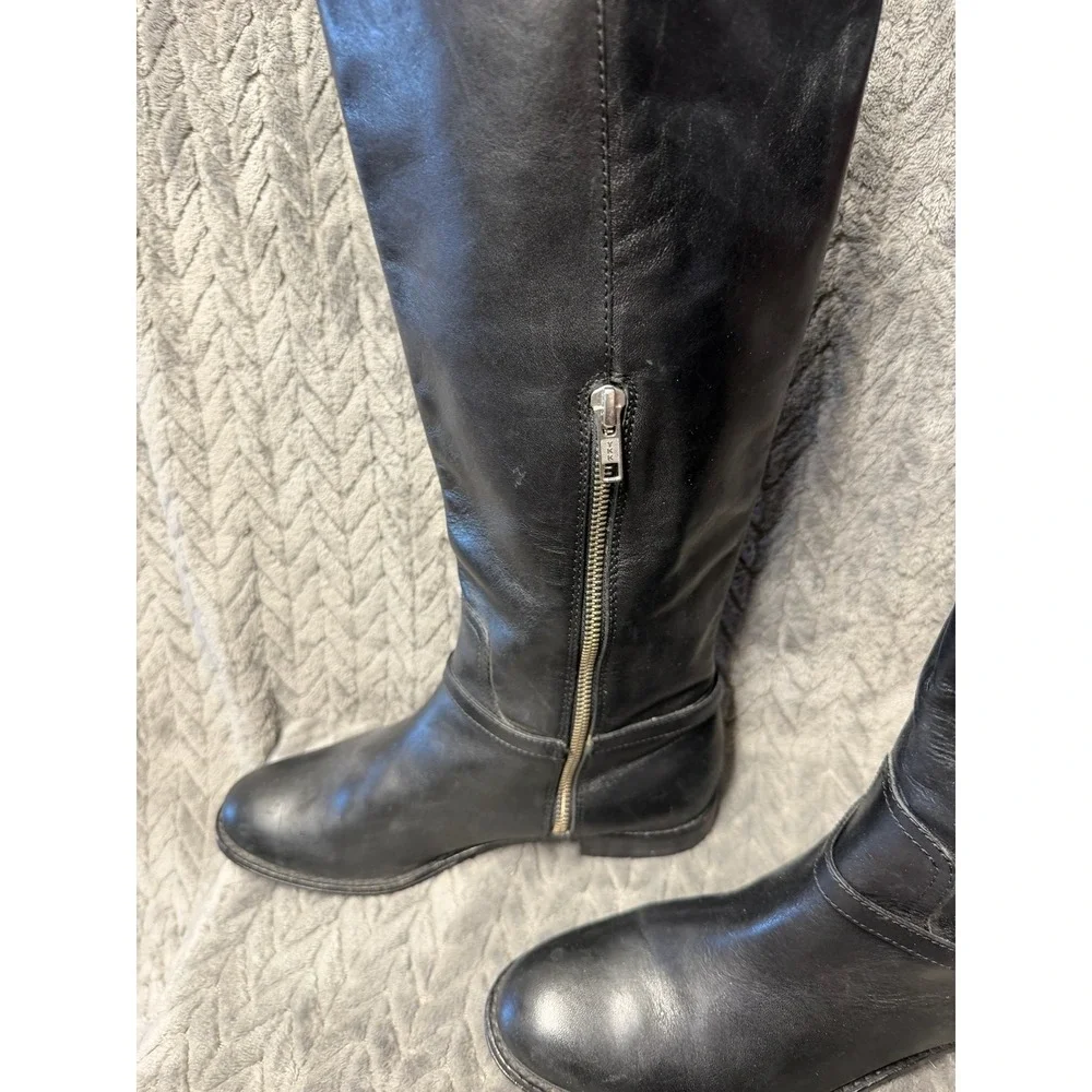 Coach Mulan Riding Boots 6.5B Black Leather Silver Medallion A4311
